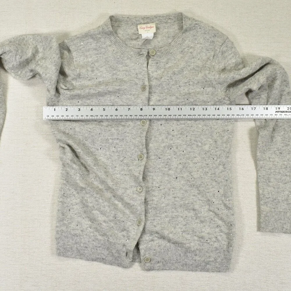 J Crew Crewcuts Girls 14 Gray Heather Sparkle Merino Wool Blend Cardigan Sweater